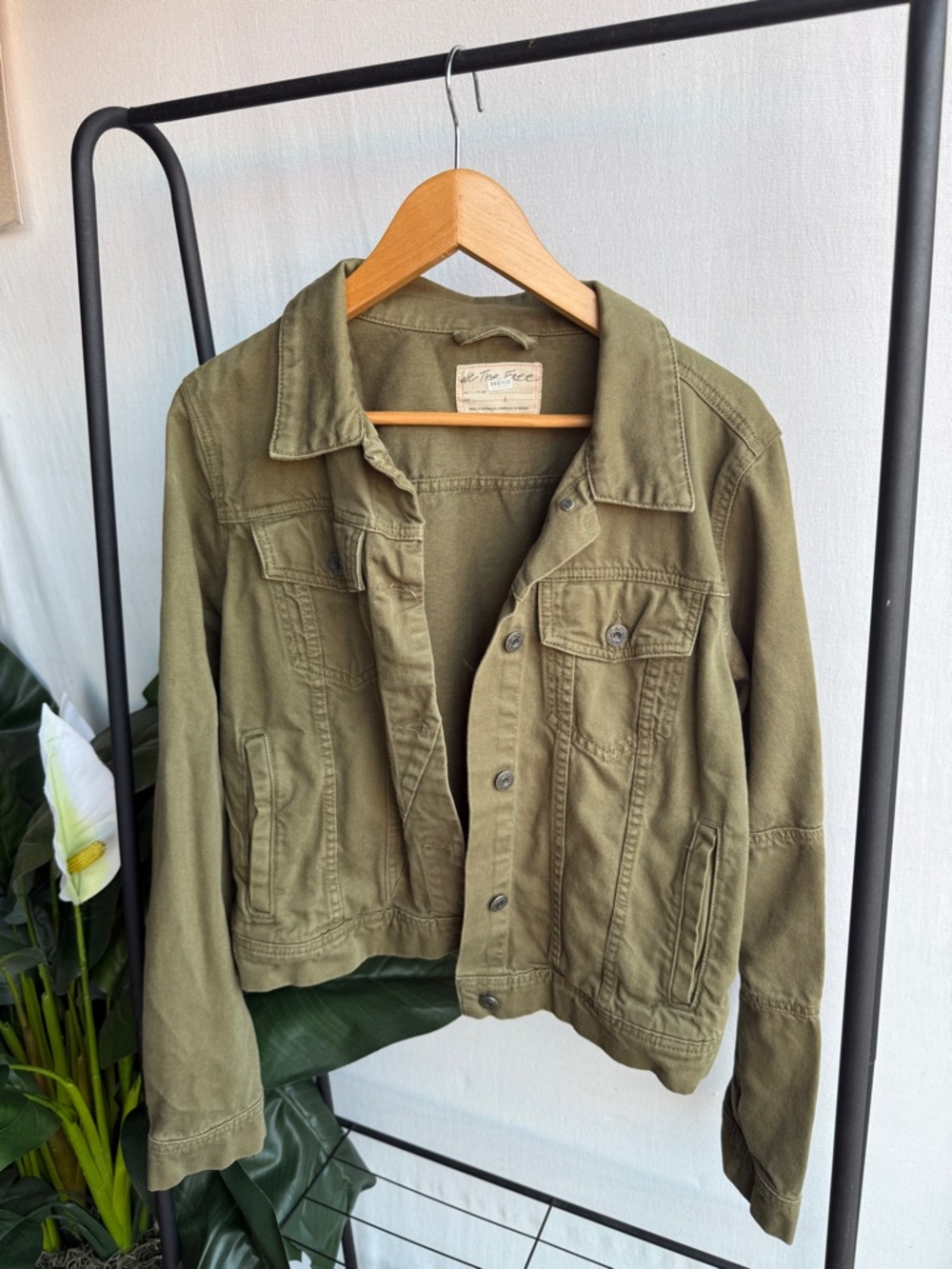 We The Free Free People Olive Utility Trucker Jacket 100% Cotton / Size L